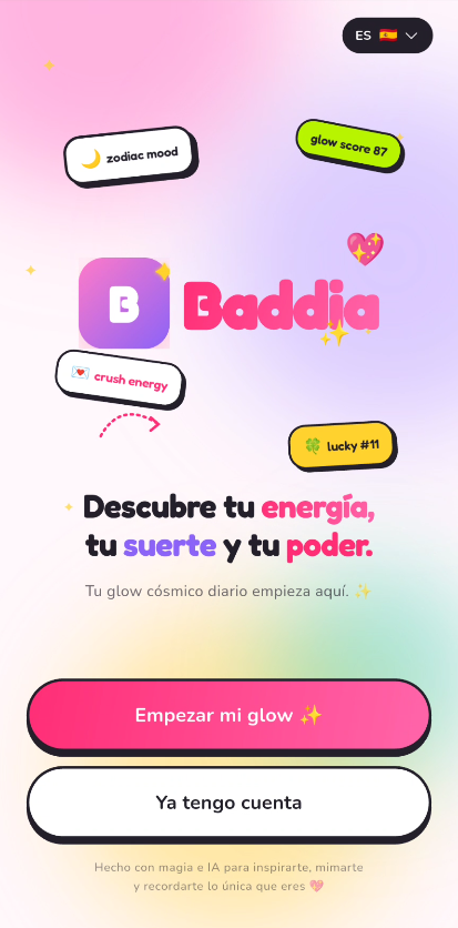 Baddia welcome screen